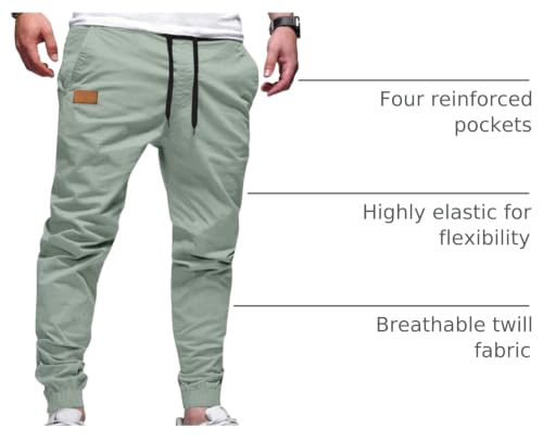 Image of JMIERR Mens Cotton Stretch Joggers Casual Twill Athletic Track Pants