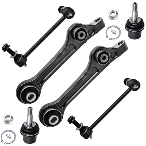 Image of Detroit Axle - Front End Kit for 2011-2023 Chrysler 300 Dodge Charge Challenger, 2 Lower Rearward Control Arms 2 Lower Ball Joints 2 Sway Bars Replacement