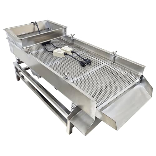 WYDDDARY Straight Vibrating Sieve Electric Linear Sifter Machine JG40-95 Stainless Steel Linear Vibrating Screen Single Layer Double Motors 7mm Round Hole Mesh 110V