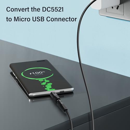 SinLoon 5 PCS USB Micro a DC Adaptador 5.5 x 2.1mm miniatura 4