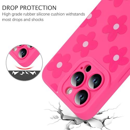 Image of ZIYE for iPhone 13 Pro Max Case Hot Pink Flower Pattern Phone Case