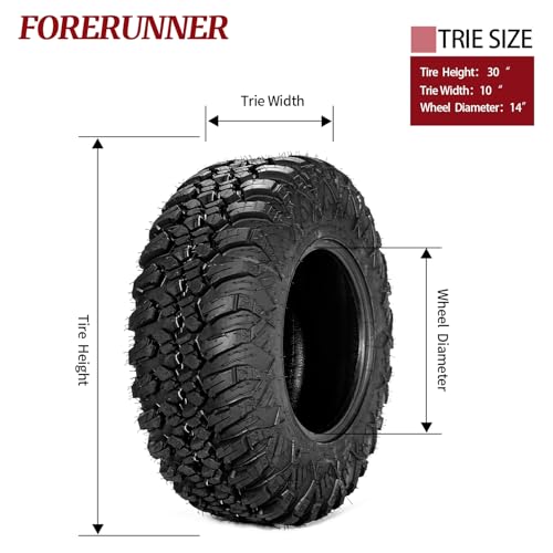 Image of FORERUNNER 30x10R14 ATV Tires, All Terrain AURORA (Pack of 2, Tubeless) | FORERUNNER 8PR 30x10R14 ATV UTV Trail Mud Sand Off-Road Tires