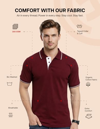 Image of Scott International Cotton Polo T Shirt | Collar Tshirts | Half Sleeves Plain T Shirt | T-Shirt |Tshirt for Men Stylish | Men's Tshirt