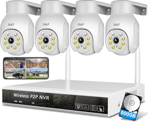 Opiniones de Kit Camaras los 5 más buscados. 43 2NLF Kit de Sistema de Cámara de Seguridad Exterior con 500GB Disco Duro- 4MP 4CH WiFi NVR +4 PTZ Camaras de Seguridad Exterior- Visión Nocturna, Detección Movimiento, IP66...
