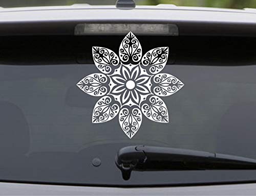 Mandala Flor Apliques Tapete de Coche Flor Hippie Semillas de Vida Hermoso Fractal Psicodélico Girasol Vinilo Pegatina Impermeable 30x30cm