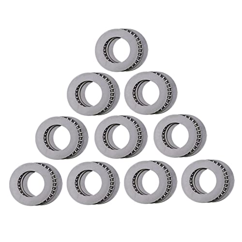 VILLFUL 10 Pcs Needle Roller Bearing Axial Roller Minimum Axial Space Bearing Thrust Bearing Flat Thrust Needle Bearing Key Chain Charger Silver High Temperature Bearing Steel