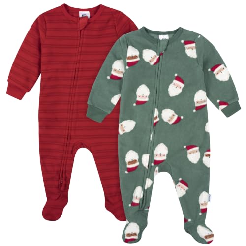 Image of Gerber Baby & Toddler Fleece Footed Holiday Pajamas 2-Pack