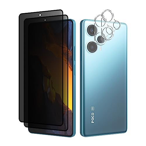 Privacy Vetro Temperato Compatibile con Xiaomi POCO F5 2 + 2Pezzi Protezione Obiettivo Fotocamera Anti Spy Pellicola Protettiva Anti-Graffio Durezza 9H per POCO F5