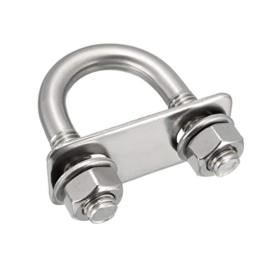 Image of uxcell u-Bolts 2Pcs 1.06 inch(27mm) Inner Width 58mm Length M10 304 Stainless Steel Round U Bolt with Nuts Washers Frame