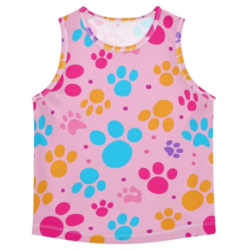 J JOYSAY Colorful Dog Paw Print Boys Tank Top Sleeveless Muscle Shirts Quick Dry Kids T-Shirts 3-15T