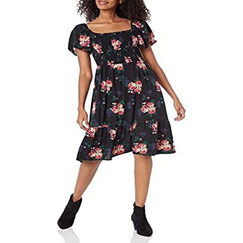 GAP Womens Short Sleeve Square Neck Midi Casual Dress, Black