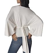 TAQCUX Womens Tie Back Cinched Waist Tops Daily Casual Boat Neck Long Sleeve Shirts Flowy Going O...