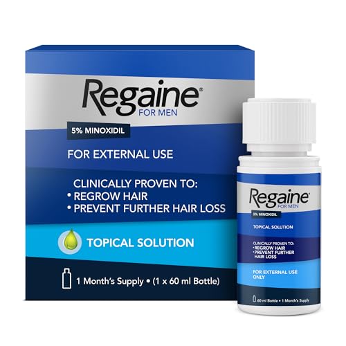 Regaine 5% Minoxidil Topical Solution for Men 60ml - Clinically Proven Hair Regrowth Treatment Designed to Combat Hereditary Hair Loss and Promote Fuller Thicker Hair