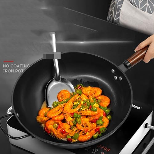 Wok de hierro 34cm fondo plano sin recubrimiento miniatura 3