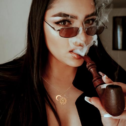 Gold Zodiac Sign Embossed Coin Opal Crescent Moon Charm Necklace for Women Trendy 18K Gold Plated Retro Paperclip Chain 12 Constellation Horoscope Necklaces Astrology Jewelry Gifts2