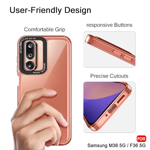 Image of TheGiftKart Hybrid Shockproof Back Cover Case for Samsung Galaxy M36 5G / F36 5G | Stylish Camera Border | Electroplated Buttons | Crystal Clear Hard Back Cover Case (TPU & PC, Transparent Bumper)
