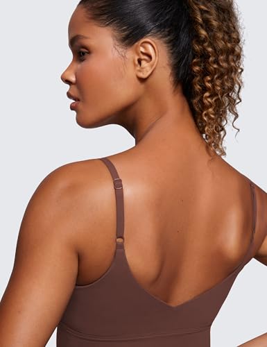 Image of CRZ YOGA V Back Longline Sports Bras | Medium Support, Removable Pads, Yoga, Brushed, Scoop Neck, Spaghetti Straps, for Women