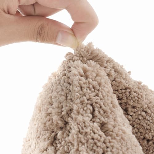 Tapis de sol demi-lune microfibre camel pour salle de bain - 8