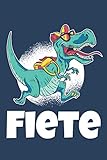  Fiete: Cute Dinosaur T-Rex Boys Name Dino Dinos Fiete, Lined Journal Composition Notebook, 100 Pages, 6x9, Soft Cover, Matte Finish, Back To School, Preschool, Kindergarten, Kids