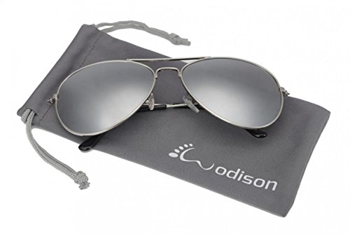 Preisvergleich Produktbild WODISON Weinlese-Flieger-Sonnenbrille-reflekt... Spiegel-Objektiv Nachtsichtbrille mit Metall Rahmen Autofahren Polarisiert für Pilotenbrille Schutz Entspiegelten