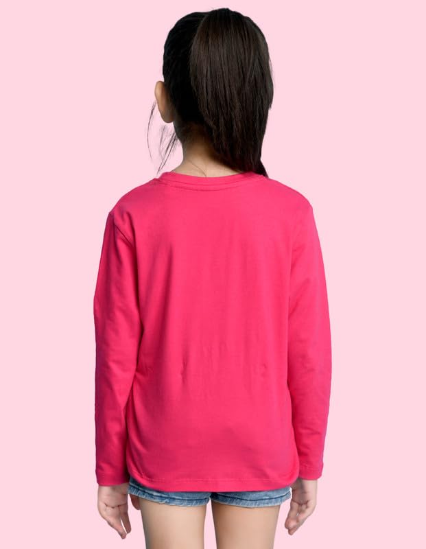 Image of Nusyl Girls Full Sleeves T-Shirt for Kids | Cute Printed Casual Wear | Soft Cotton Blend | Comfortable Regular Fit | 2-16 Years | Multiple Colors