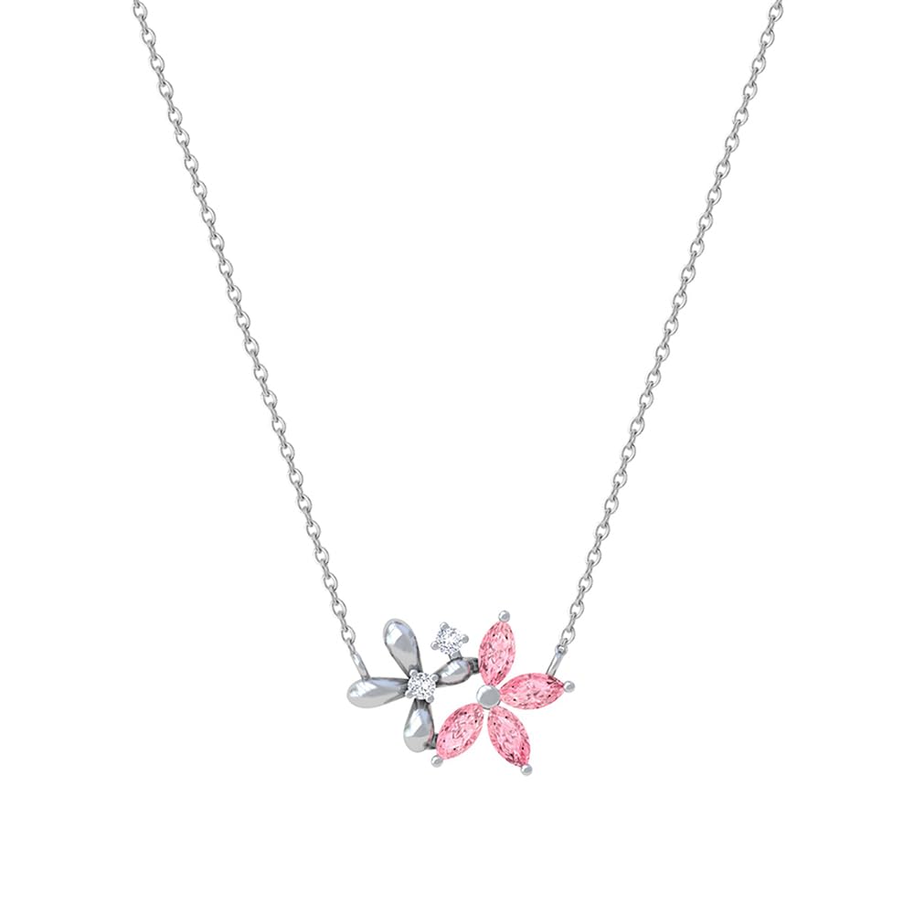Pink Blossom 92.5 Pendant Necklace for Women, Pure 925 Sterling Silver Jewellery with Certificate of Authenticity | Elegant Floral Necklace | Mother’s Day Gift for Mom-image-40