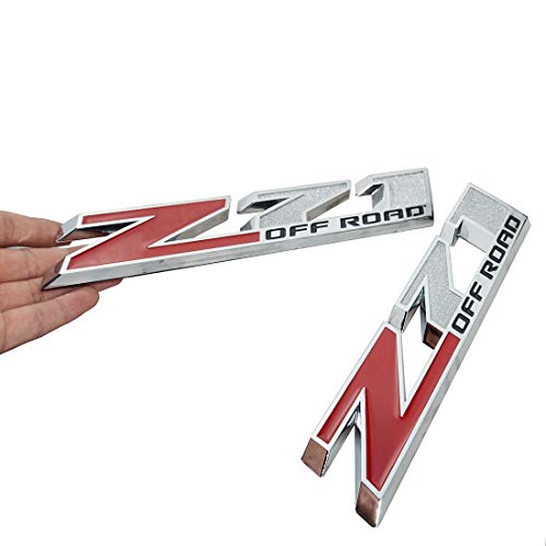 Image of 2Pack Offroad Rear Trunk Emblems Door Side Sport Badge Nameplate Lettter Compatible with Z71 Off Road 10 inch (Red Silver Black)