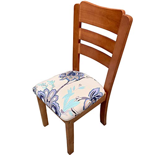 image for Melaluxe Stretch Printed Dining Room Chair Seat Covers, Removable Wash
