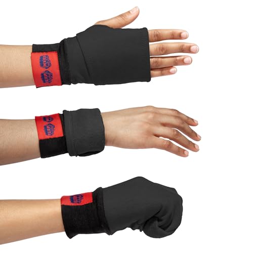 FLIPMITS Fingerless 3-in-1 Performance Gloves | Running Hiking Gym Workouts Cycling Yoga Pilates Driving Sewing Video Games Sweat Wicking Insulating (Ninja Party Large)