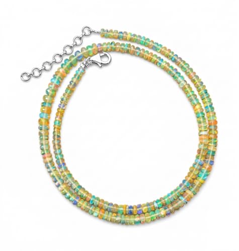 Image of Natural Rainbow Gemstone Beaded Necklace for Women | Healing Crystal Stone Jewelry | Handmade Trendy Necklace Gift for Women & Girls