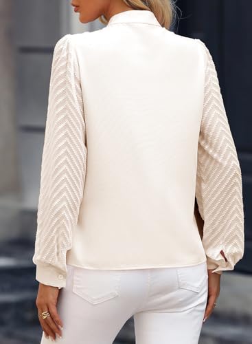 Womens Casual Sheer Long Sleeve V Neck Shirts Flowy Business Work Blouses,S-XXL3