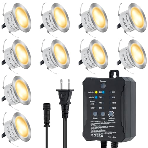 JUABREY Low Voltage Deck Lights Recessed Kit with Transformer Dimmable