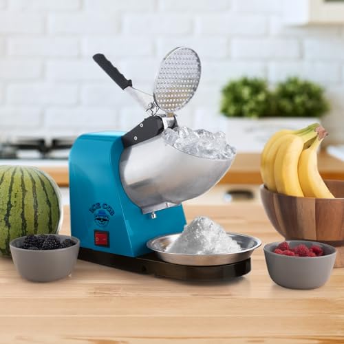 Snow Cone Machine - Ice Shaver with Powerful 170W Motor - Easy to Use Countertop Crushed Ice Maker by Great Northern Popcorn (Blue)