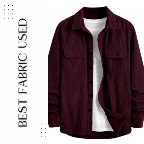 Image of MiraMichi Men's Full Sleeve Corduroy Striped Casual Jacket, Ideal for Stylish Everyday Outfits