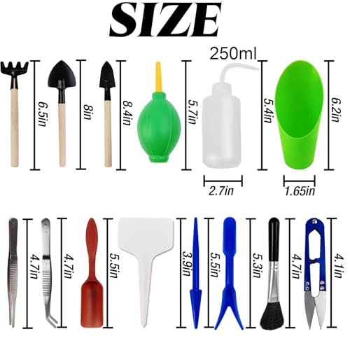 GXXMEI 20PCS/Set Succulent Tools Set, Mini Garden Tool Set, Transplanting Tools Set, Succulent Care Kit for Succulent Miniature Gardening Plant - Image 3
