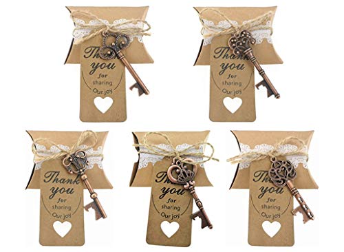 Kinteshun Wedding Party Favor Set,Skeleton Key Bottle Openers Candy Boxes Escort Tags and Jute Rope Souvenir Gift Set(Red Copper Tone,50 sets with 5 Styles) Kinteshun Wedding Party Favor Set,Skeleton Key Bottle Openers Candy Boxes Escort Tags and Jute Rope Souvenir Gift Set(Red Copper Tone,50 sets with 5 Styles)