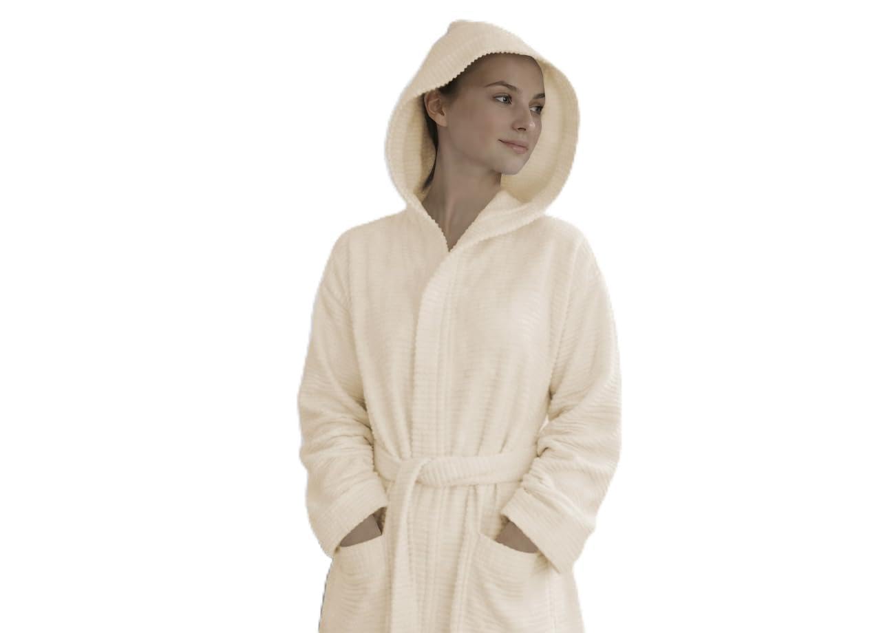 BIANCHERIAWEB Accappatoio In Morbida Spugna Per Sport Palestra Piscina Viaggio con Cappuccio E Cintura Tinta Unita Mod. Boutique