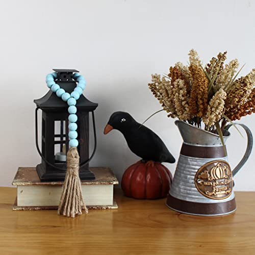 CVHOMEDECO-Wood-Bead-Garland-with-Tassels-3-PCS-Farmhouse-Rustic-Wooden-Prayer-Beads-String-Wall-Hanging-Accent-for-Home-Festival-Decoration-Teal-Distressed CVHOMEDECO Wood Bead Garland with Tassels 3 PCS Farmhouse Rustic Wooden Prayer Beads String Wall Hanging Accent for Home Festival Decoration Teal Distressed