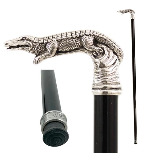 CAVAGNINI Bastón Personalizado de Madera – Bastón de Madera Tallado con Figuras, Hecho a Mano, Ceremonias Especiales - Coccodrillo CAVAGNINI Bastón Personalizado de Madera – Bastón de Madera Tallado con Figuras, Hecho a Mano, Ceremonias Especiales - Coccodrillo