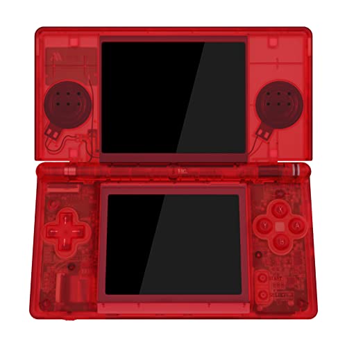 Image of eXtremeRate Clear Red Replacement Full Housing Shell for Nintendo DS Lite, Custom Handheld Console Case Cover with Buttons, Screen Lens for Nintendo DS Lite NDSL - Console NOT Included