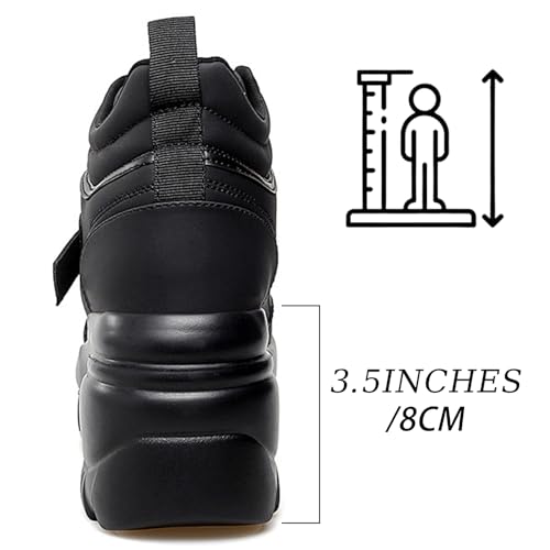 Women's Color Matching Platform Casual Sneakers Retro Round Head Plus Velvet Warm Chunky Non-Slip Fashion Lace-Up Dad Shoes Comfortable Wedge Heel Walking Sneakers 5