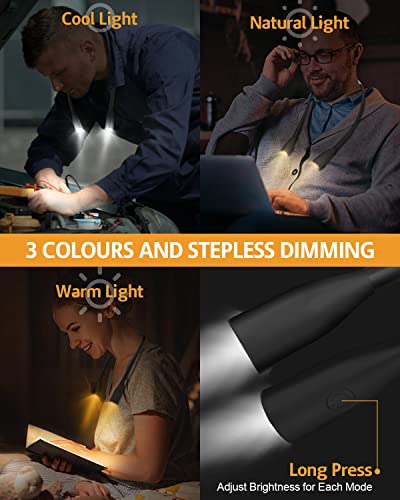 Victoper Led Neck Reading Light, Bendable 3 Colors Book Lights For Reading In Bed At Home, Brightness Adjustable Rechargeable Bright Read Lights For Reading, Camping, Repairing, Knitting At Night #TOP2