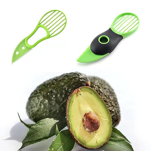 CuiCanfla Découpeur, éplucheur et ouvre-avocat 3 en 1, 2pcs séparateur de pâte d'avocat, pour éplucher et désosser les fruits verts, couper les fruits et...
