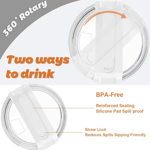 Image of Tumbler Lid Replacement For 1.2L Stanley Cap Replacement With Straw Hole Stanley Cup - Leak Proof For Tumbler Cap Sipper Lid- 1 PC, White