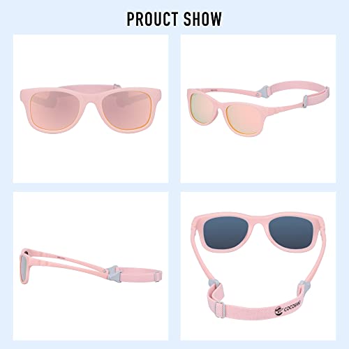 COCOSAND Baby Sunglasses with Strap UV Protection Flexible Square Frame for 0-12 Months Newborn Infant Boys Girls3