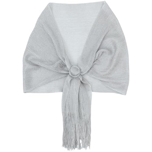 Image of Elegant Brown Shawl Lightweight Evening Wraps for Women Bridesmaids Made of Polyester, Versatile and Sparkling Pashmina Scarf Suitable for Weddings and Evening Parties