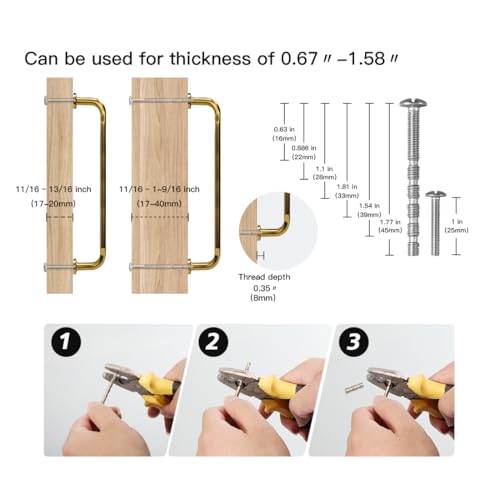 Image of YAGU 6 Pack Top Champagne Bronze Kitchen Cabinet pulls 6.3 Inch(160mm) Hole Center Solid Honey Bronze Dresser Drawer Handles Dark Gold Furniture Hardware for Cupboard Wardrobe Closet Vanity