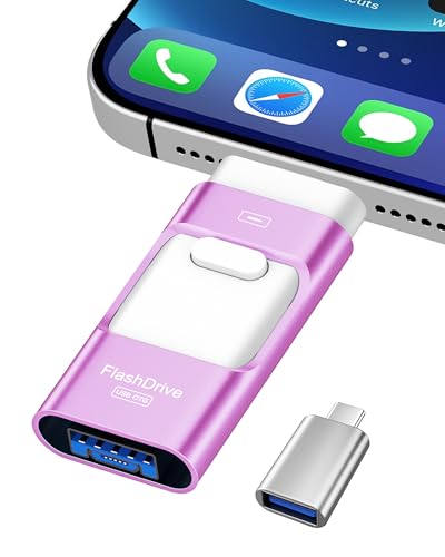 ZARMST 128GB USB Stick für Phone, 4-in-1 Speicherstick für Phone/Pad/Android Smartphone/PC, USB 3.0 Stick zur Schnellen Datenübertragung, Externer Vielseitiger Fotostick Flashlaufwerk, Lila