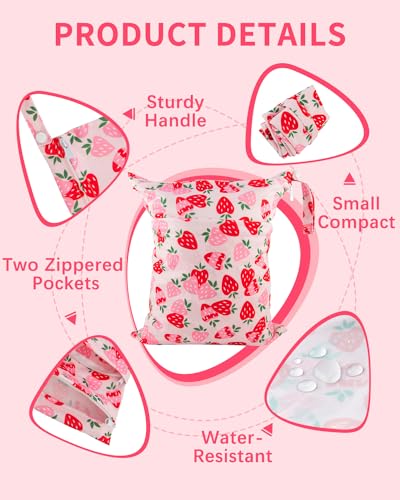 Image of babygoal Wet Dry Bags for Baby Cloth Diapers, Washable Travel Bags, Beach, Pool, Gym Bag for Swimsuits & Wet Clothes with 2 Pockets 3 Pack LN02-IN