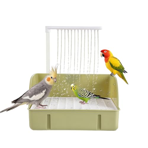 ROOJUNE Bird Bath Automatic Parrot Shower Bath with Pump Birds Shower Bathtub with Running Water Birdcage Medium Birds Parakeet Budgies Cockatiels Conures Finches Lovebird
